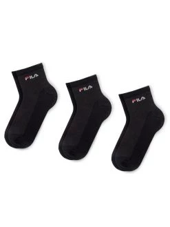 Fila Γυναίκες Ψηλές Κάλτσες Σετ 3 ζευγάρια ψηλές κάλτσες Unisex Calza Quarter F1742 Μαύρο Μαύρο