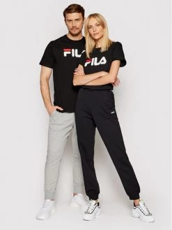 Fila Γυναίκες T-shirts T-Shirt Unisex 681093 Μαύρο Regular Fit Μαύρο